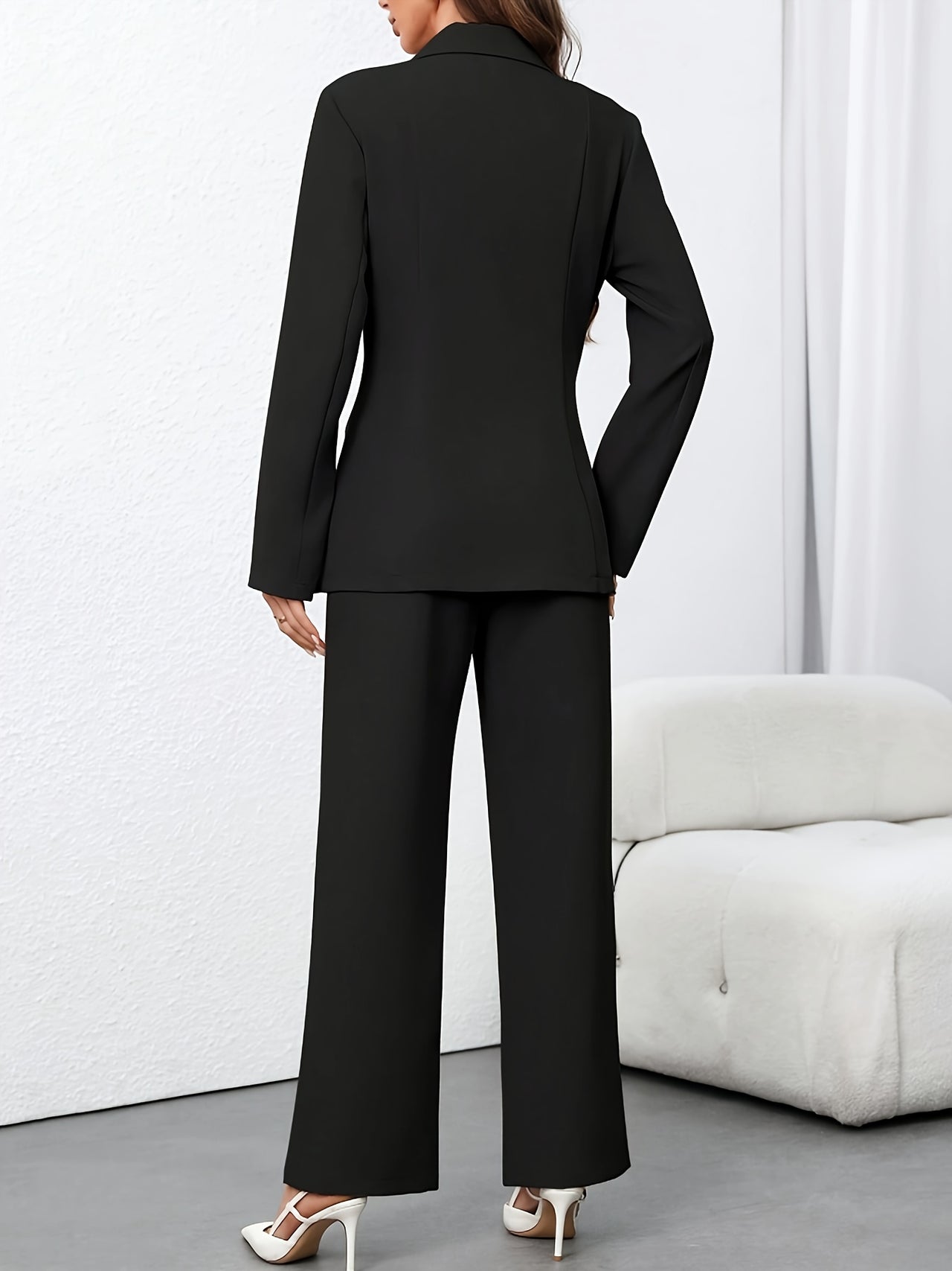 Stravela Stylish Commuter Casual Formal Straight-Leg Suit Pants Set