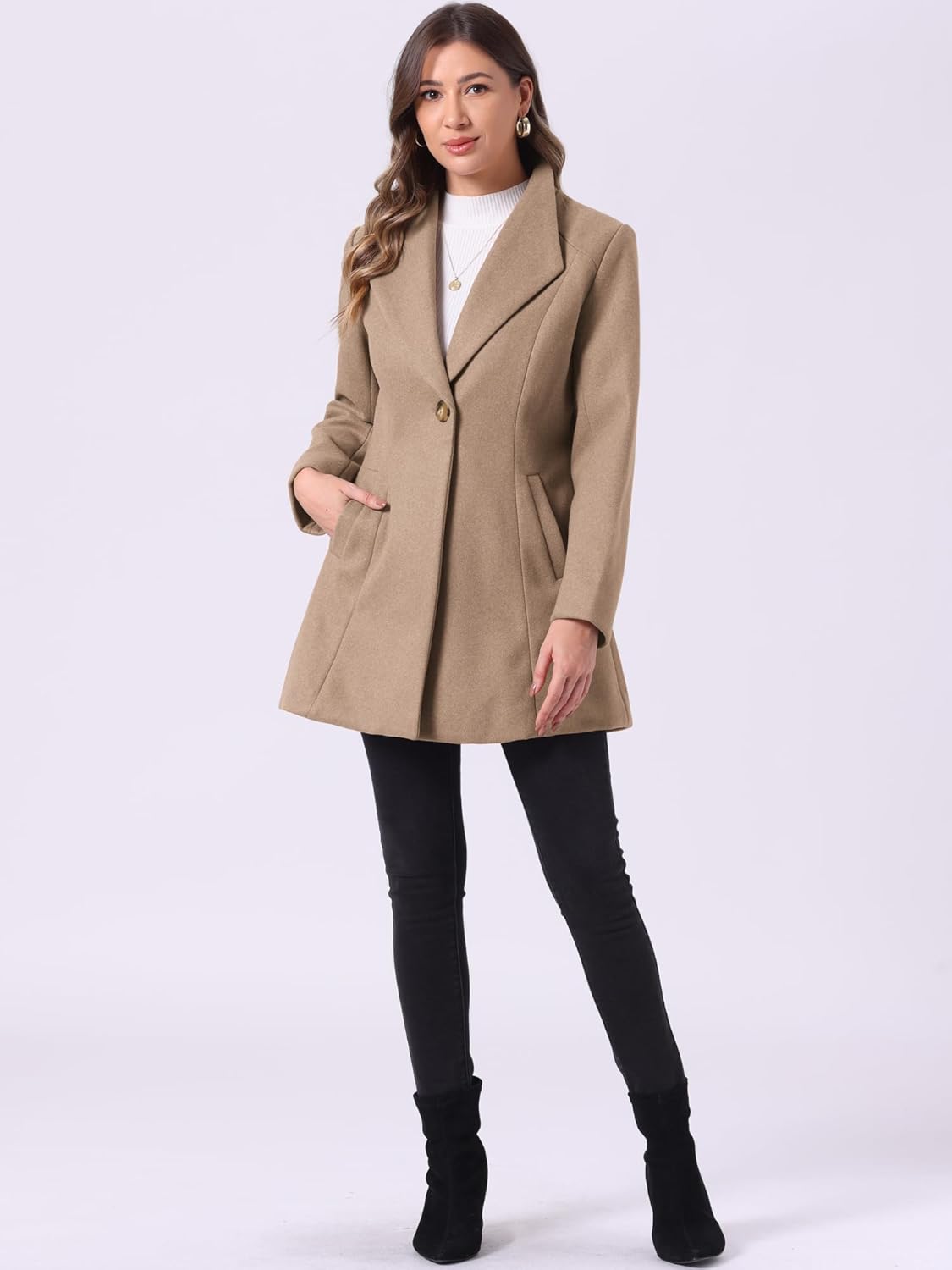 UrbanElegance Women's Business Casual Mid-Long Winter Coat