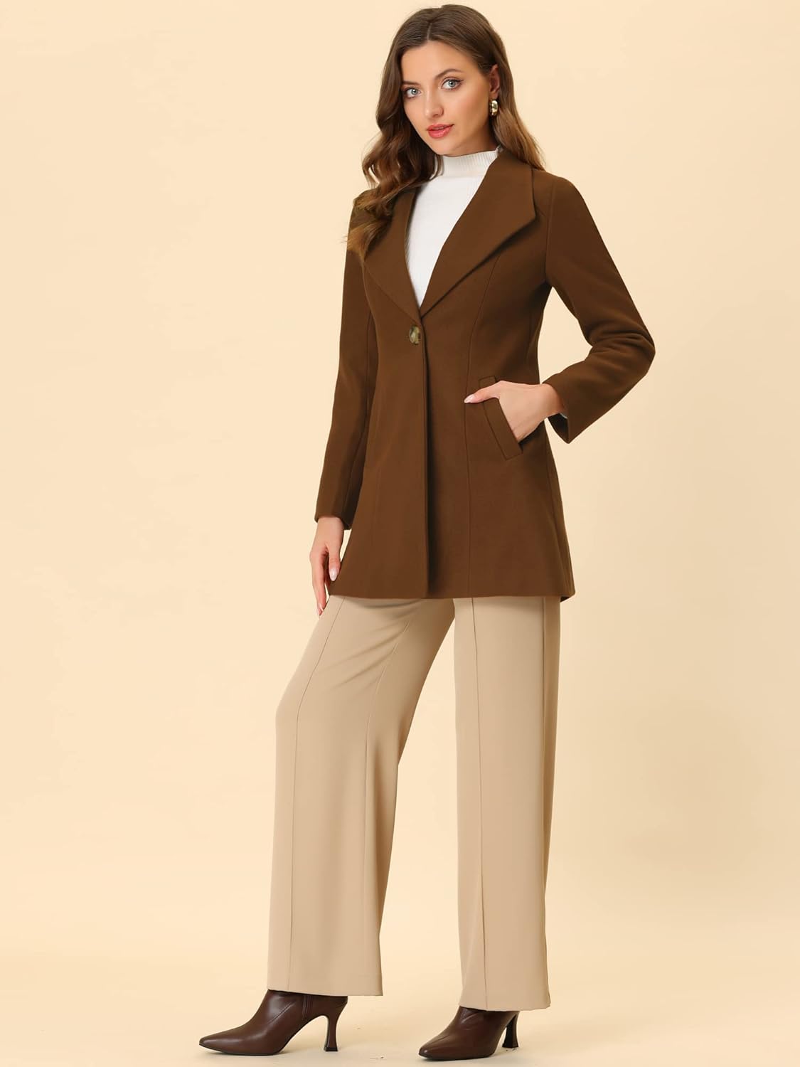 UrbanElegance Women's Business Casual Mid-Long Winter Coat