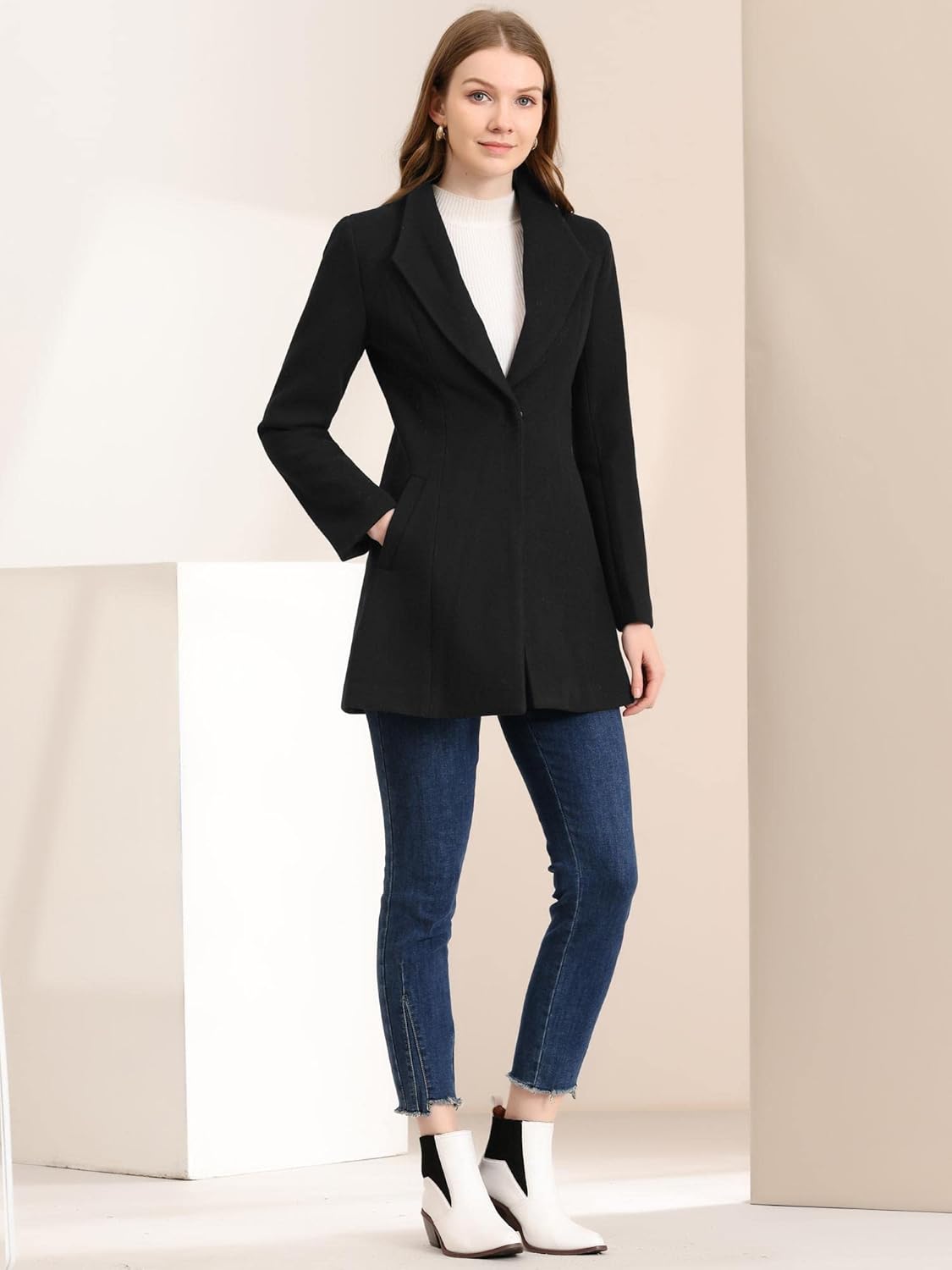 UrbanElegance Women's Business Casual Mid-Long Winter Coat