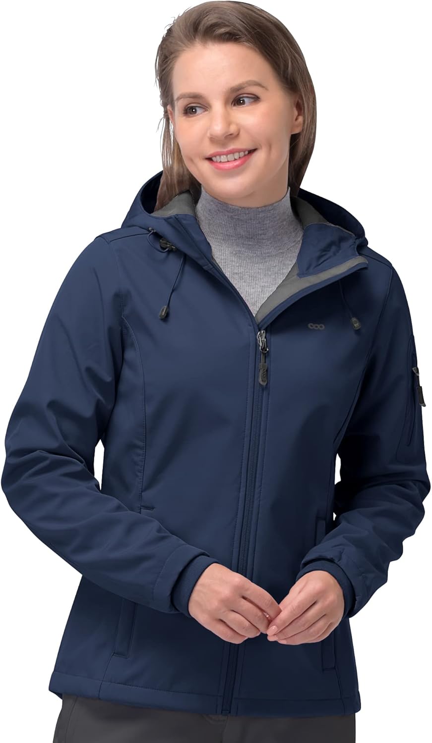NorthFlare Women's Softshell Jacket, Fleece Lined Warm Jacket Light Hooded Windproof Coat for Outdoor Hiking