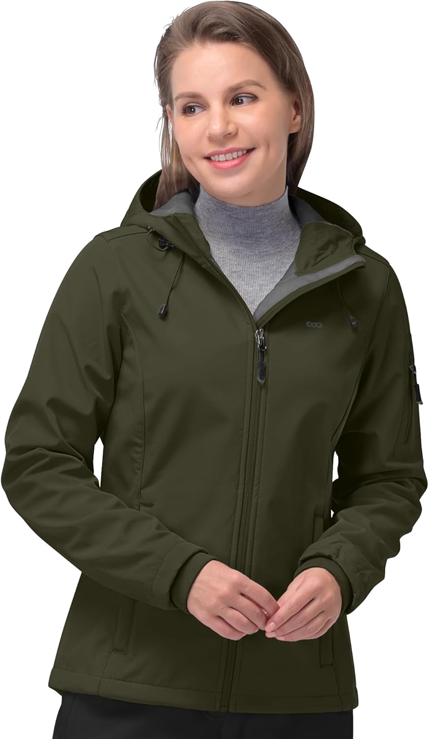 NorthFlare Women's Softshell Jacket, Fleece Lined Warm Jacket Light Hooded Windproof Coat for Outdoor Hiking