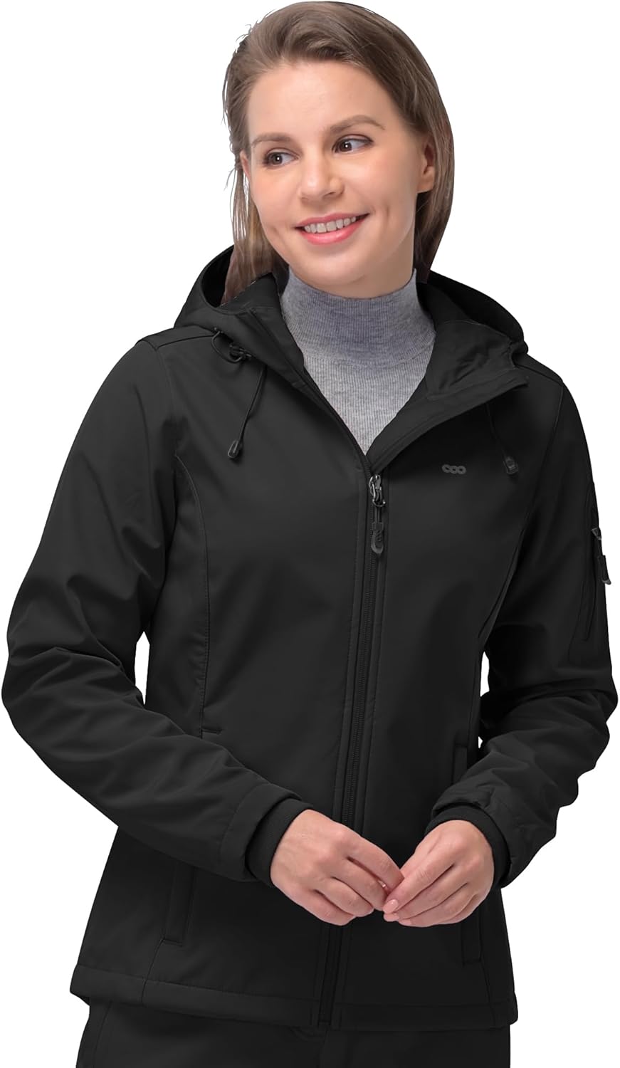 NorthFlare Women's Softshell Jacket, Fleece Lined Warm Jacket Light Hooded Windproof Coat for Outdoor Hiking