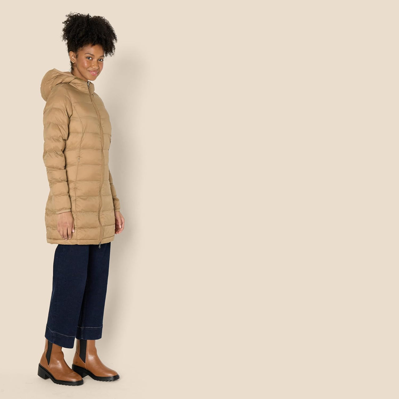 NimbusWear Essentials Women's Lightweight Water-Resistant Packable Hooded Puffer Coat.