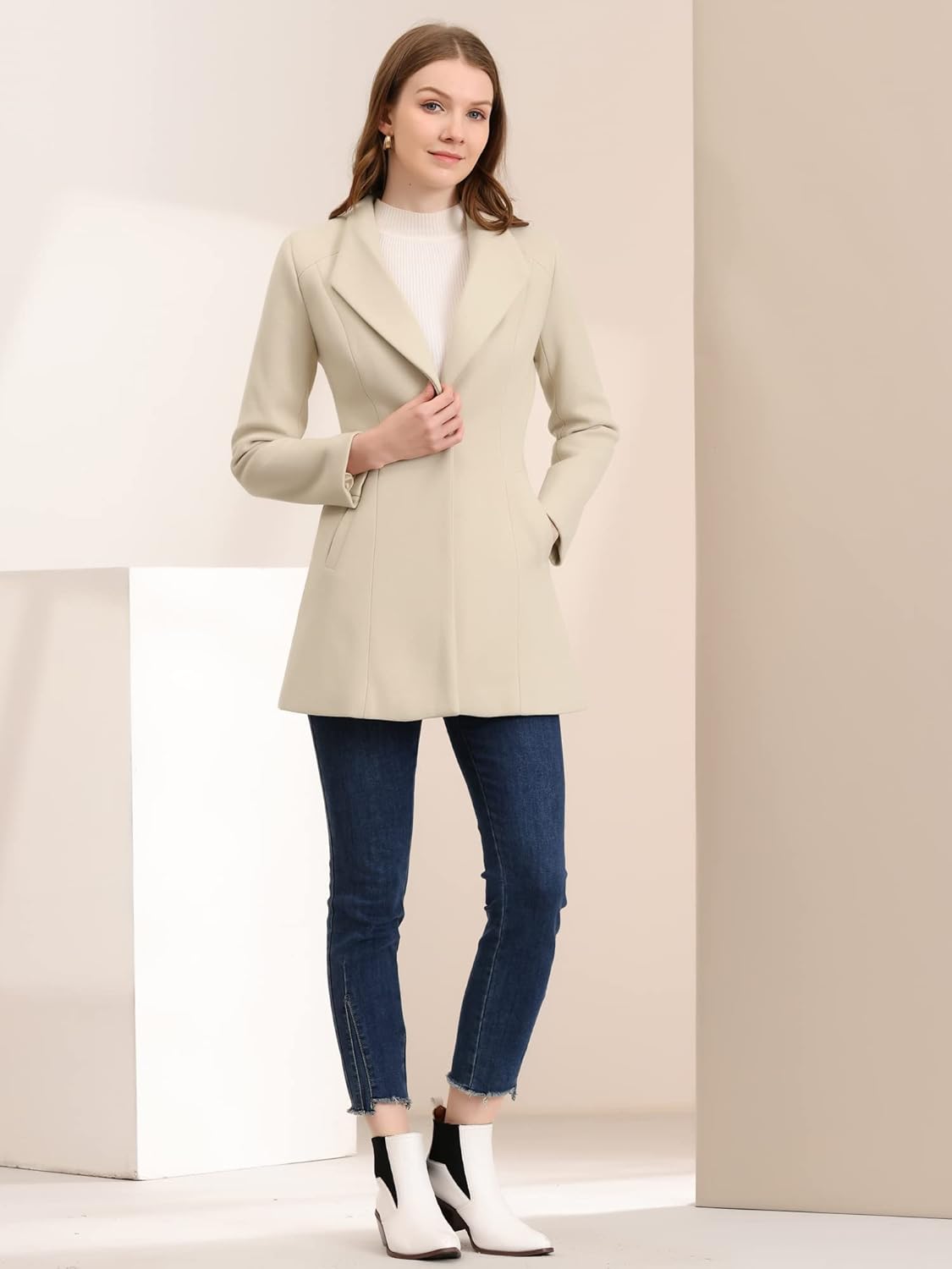 UrbanElegance Women's Business Casual Mid-Long Winter Coat