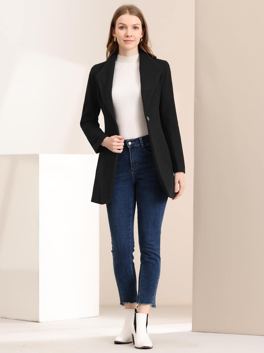 UrbanElegance Women's Business Casual Mid-Long Winter Coat