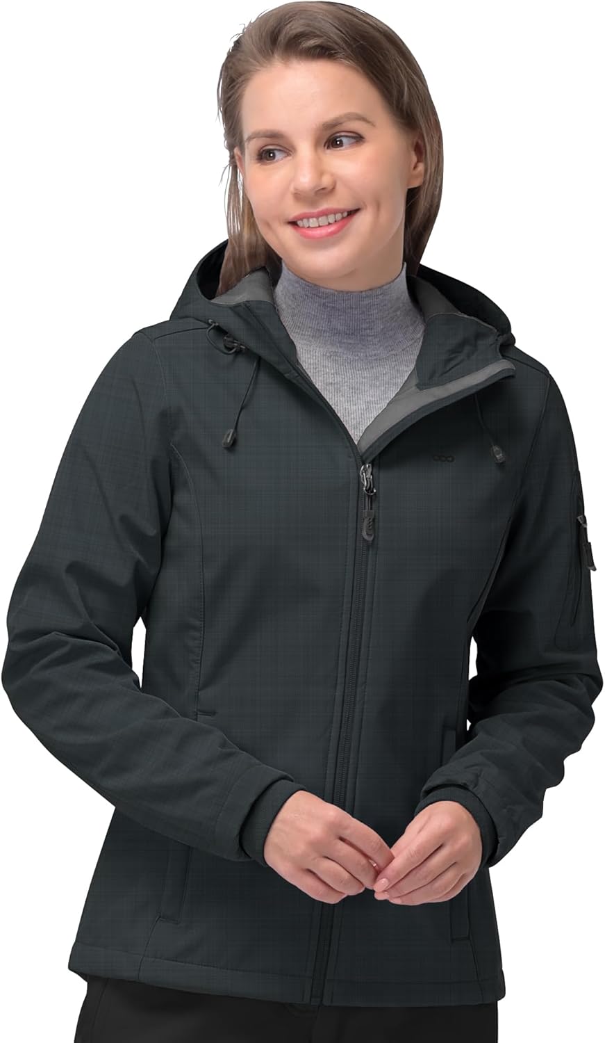 NorthFlare Women's Softshell Jacket, Fleece Lined Warm Jacket Light Hooded Windproof Coat for Outdoor Hiking