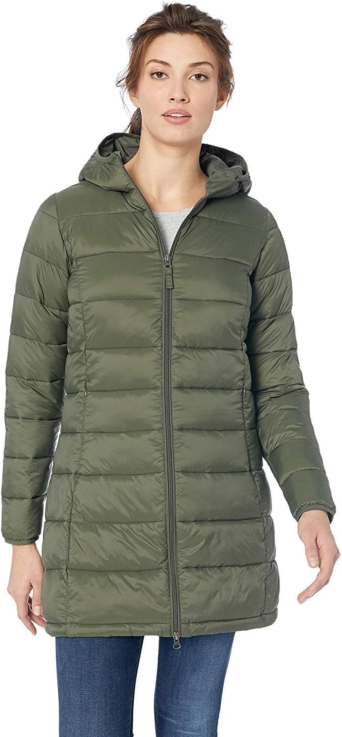 NimbusWear Essentials Women's Lightweight Water-Resistant Packable Hooded Puffer Coat.