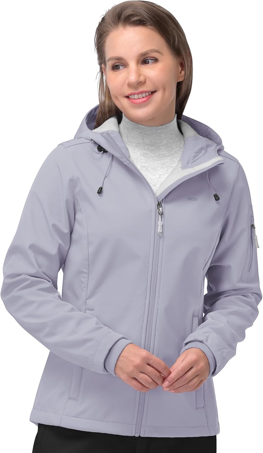 NorthFlare Women's Softshell Jacket, Fleece Lined Warm Jacket Light Hooded Windproof Coat for Outdoor Hiking