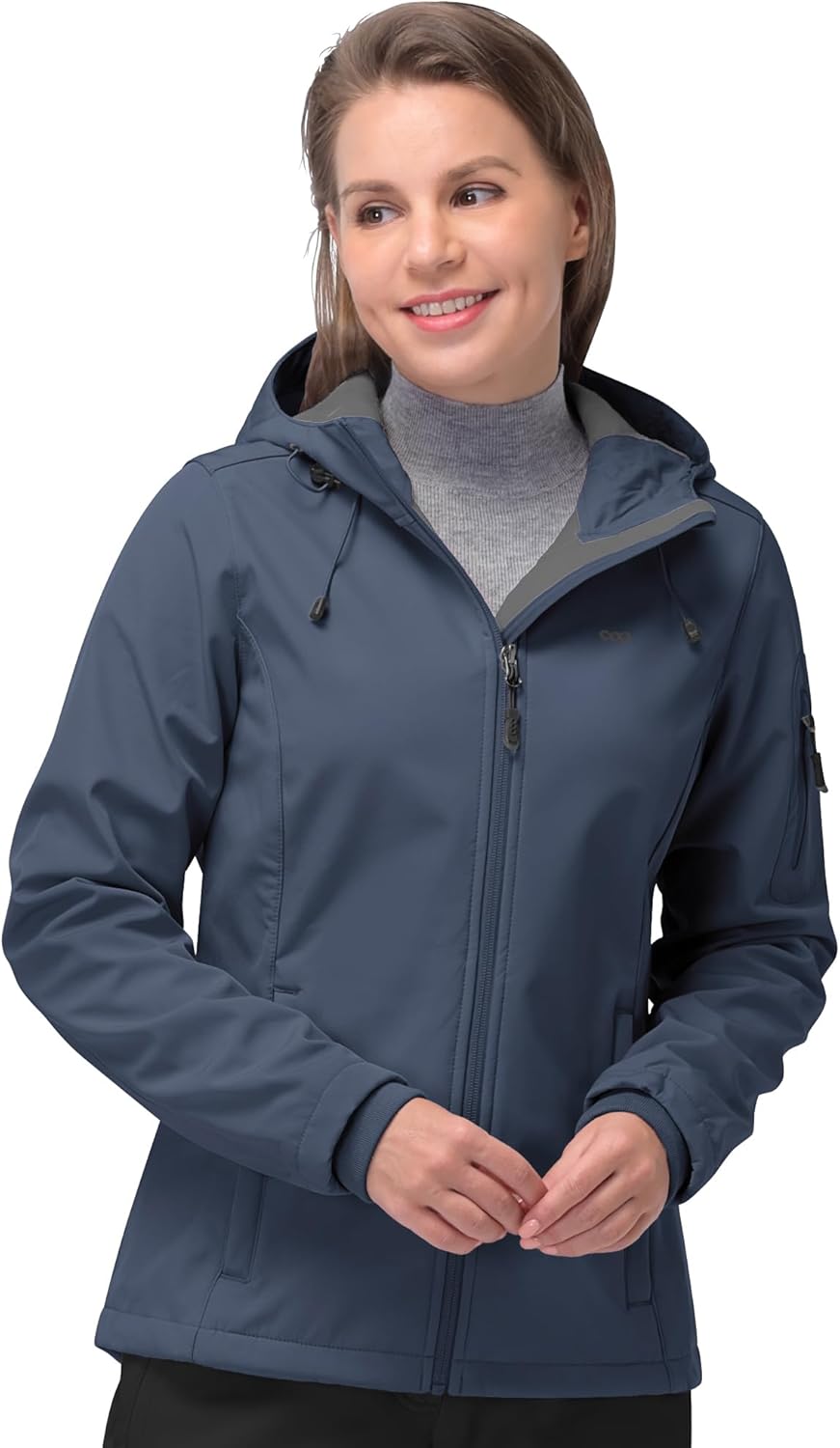 NorthFlare Women's Softshell Jacket, Fleece Lined Warm Jacket Light Hooded Windproof Coat for Outdoor Hiking