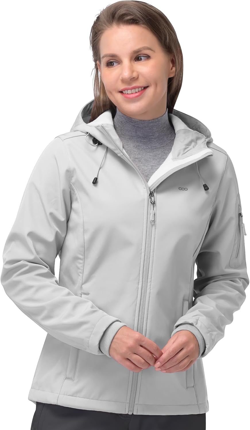 NorthFlare Women's Softshell Jacket, Fleece Lined Warm Jacket Light Hooded Windproof Coat for Outdoor Hiking