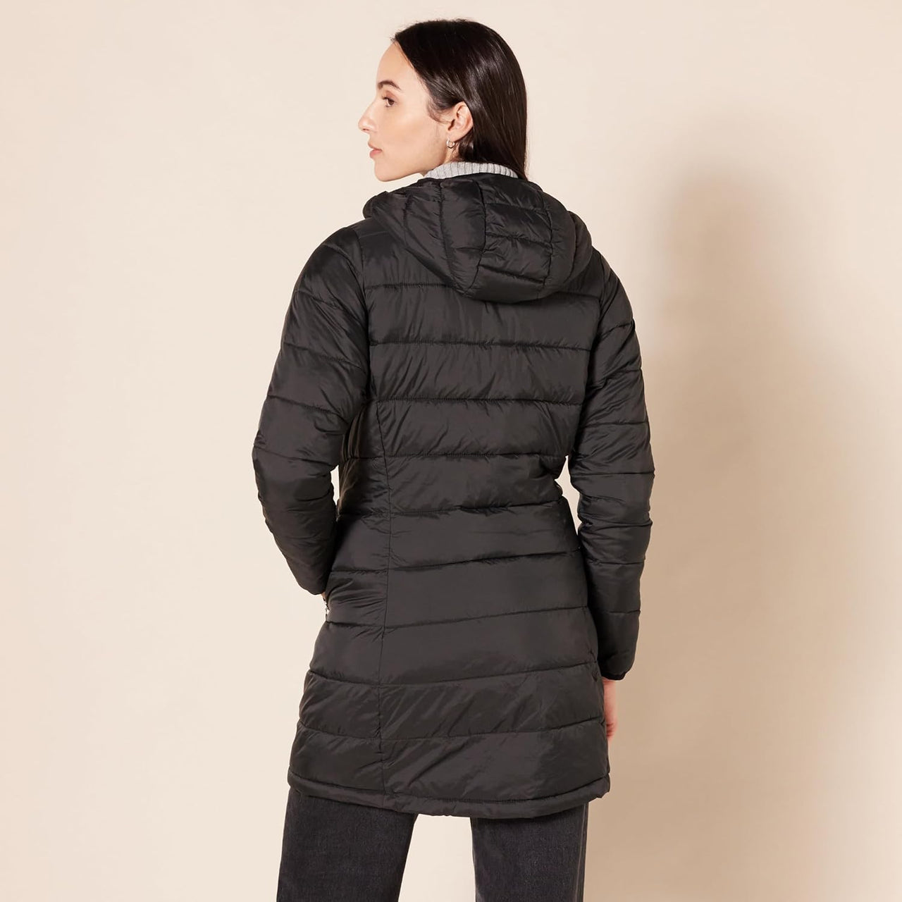 NimbusWear Essentials Women's Lightweight Water-Resistant Packable Hooded Puffer Coat.