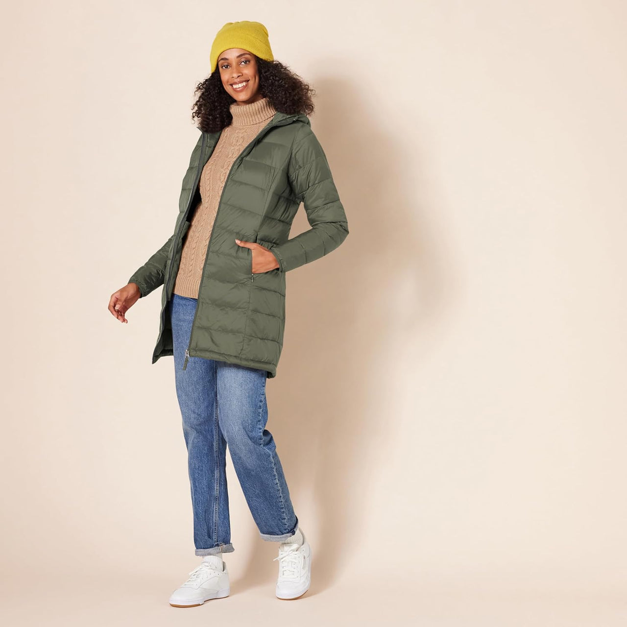 NimbusWear Essentials Women's Lightweight Water-Resistant Packable Hooded Puffer Coat.