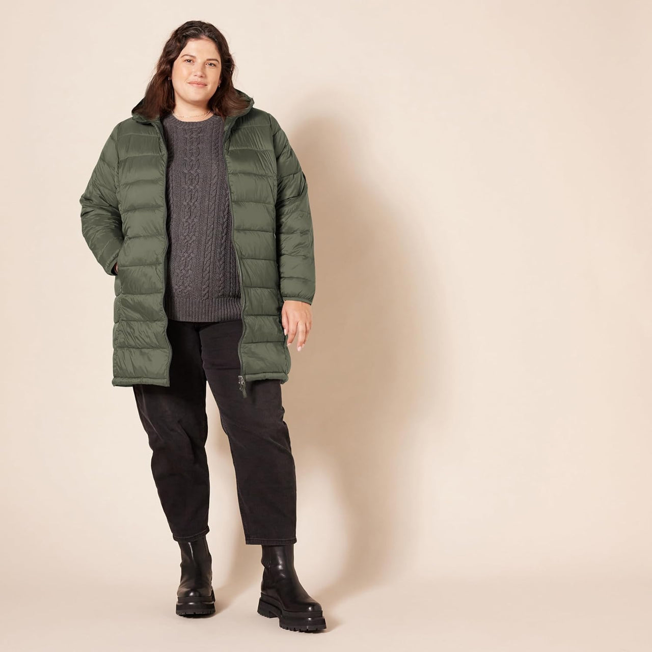 NimbusWear Essentials Women's Lightweight Water-Resistant Packable Hooded Puffer Coat.