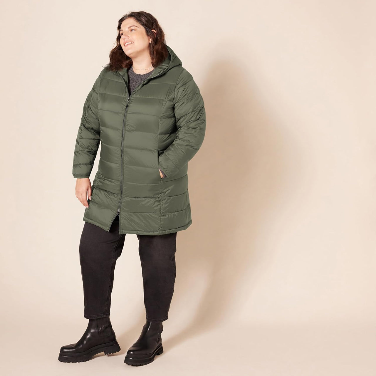 NimbusWear Essentials Women's Lightweight Water-Resistant Packable Hooded Puffer Coat.