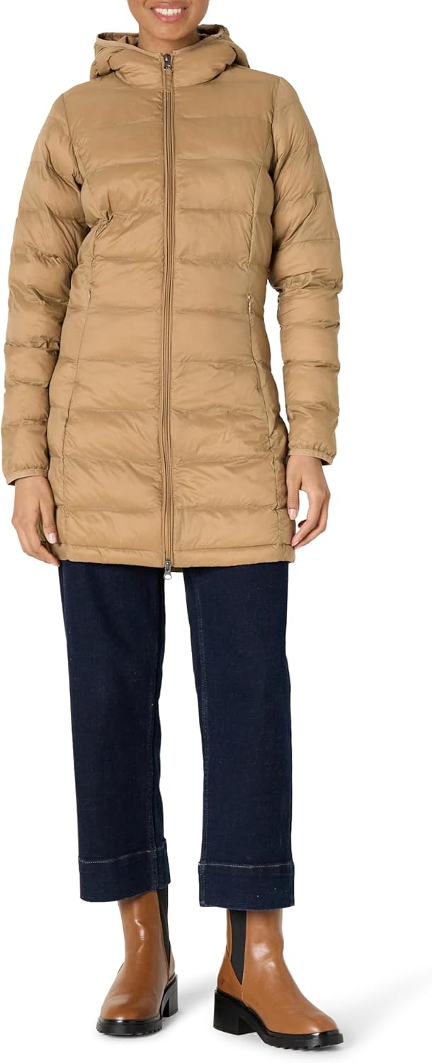 NimbusWear Essentials Women's Lightweight Water-Resistant Packable Hooded Puffer Coat.