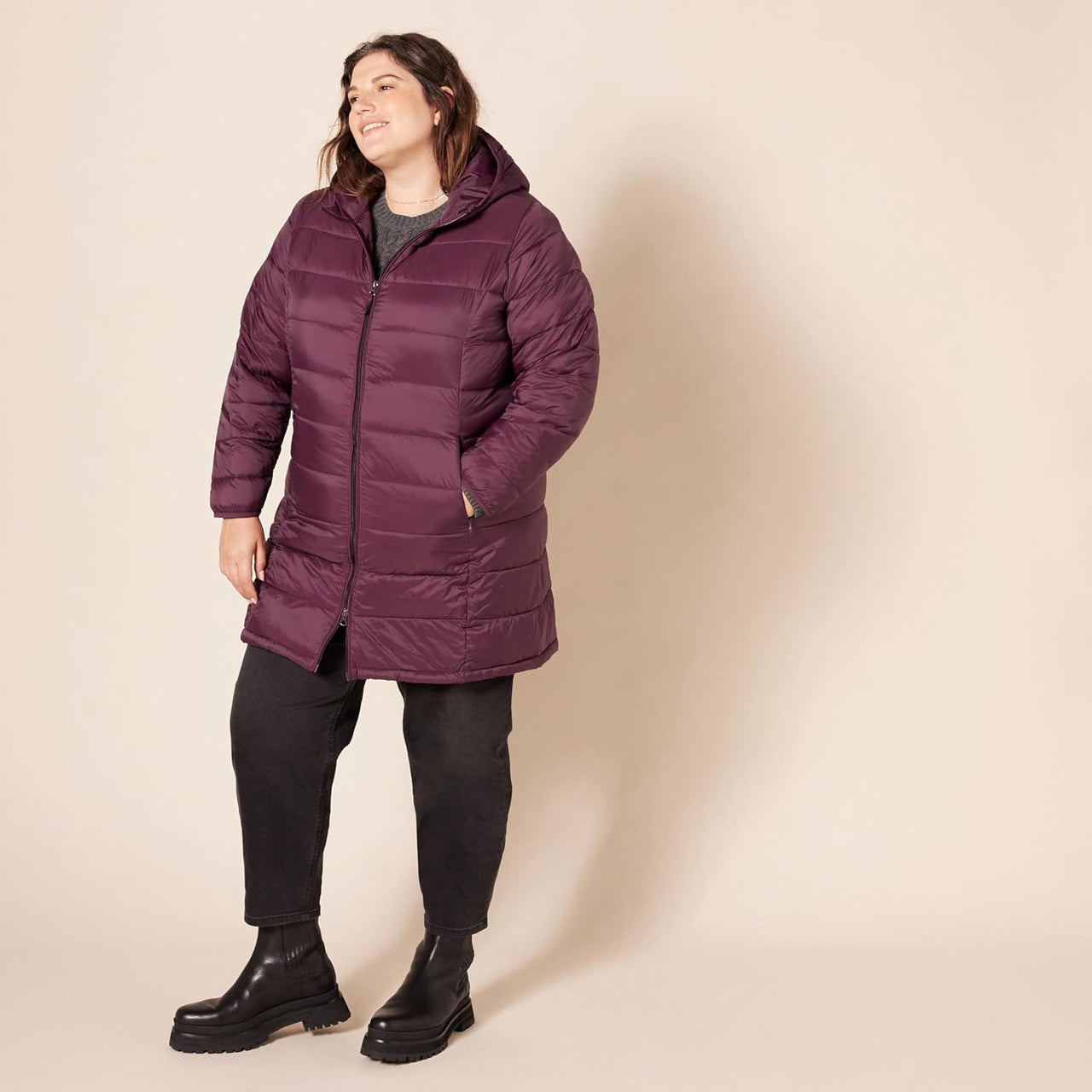 NimbusWear Essentials Women's Lightweight Water-Resistant Packable Hooded Puffer Coat.