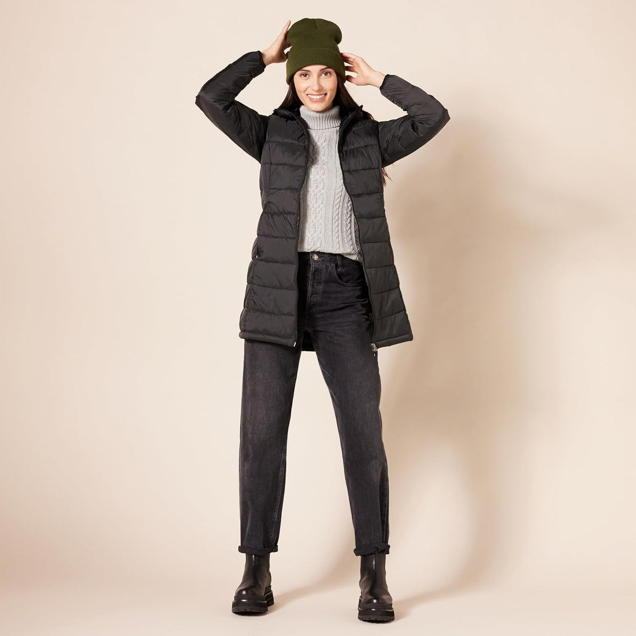 NimbusWear Essentials Women's Lightweight Water-Resistant Packable Hooded Puffer Coat.