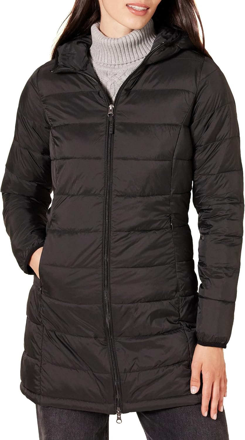 NimbusWear Essentials Women's Lightweight Water-Resistant Packable Hooded Puffer Coat.