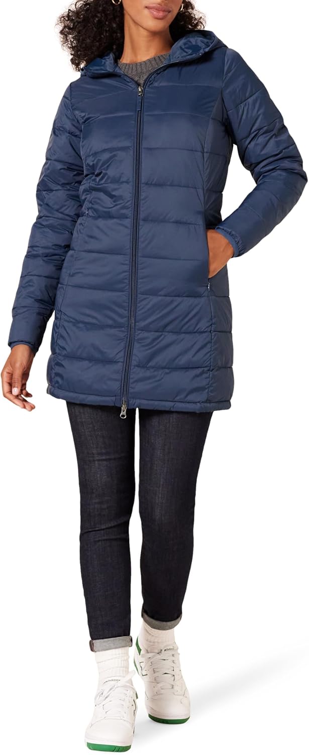 NimbusWear Essentials Women's Lightweight Water-Resistant Packable Hooded Puffer Coat.