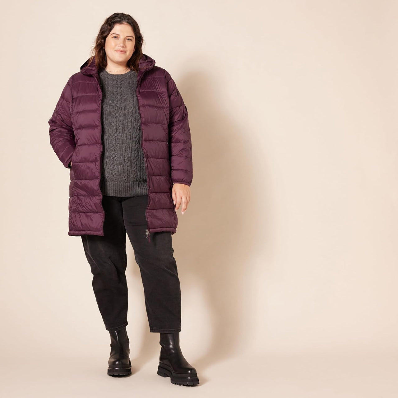 NimbusWear Essentials Women's Lightweight Water-Resistant Packable Hooded Puffer Coat.