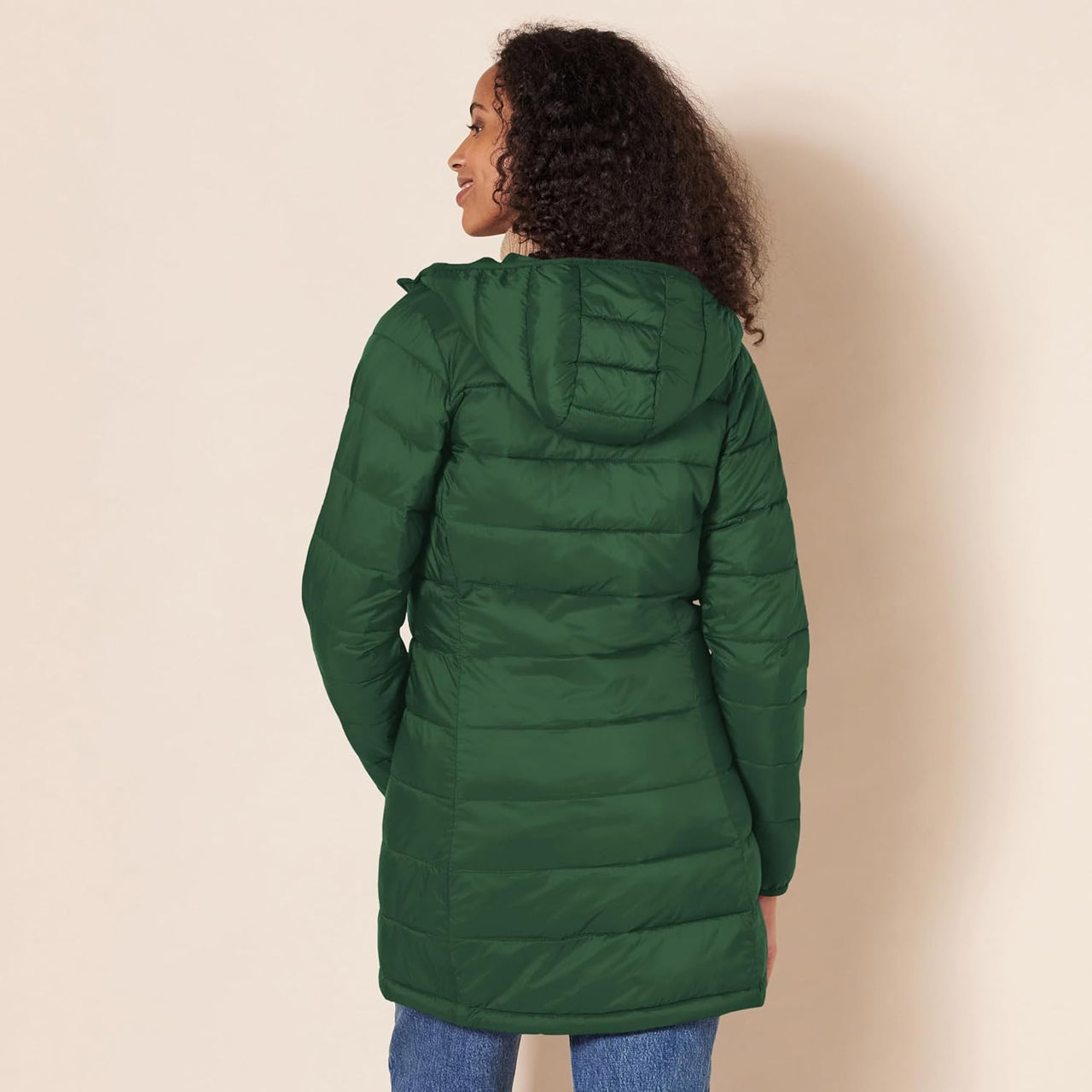 NimbusWear Essentials Women's Lightweight Water-Resistant Packable Hooded Puffer Coat.