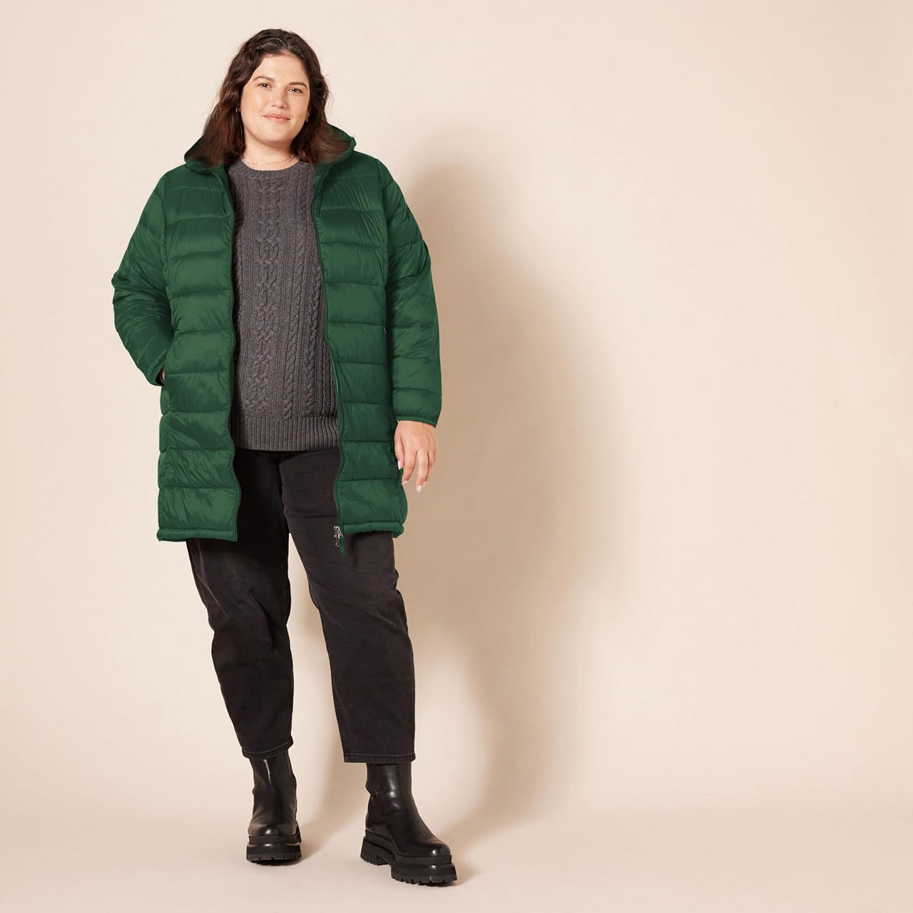 NimbusWear Essentials Women's Lightweight Water-Resistant Packable Hooded Puffer Coat.