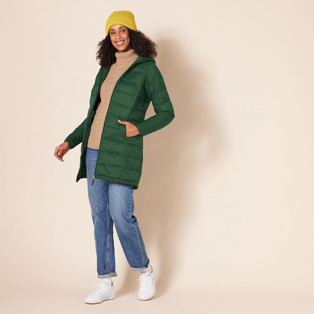 NimbusWear Essentials Women's Lightweight Water-Resistant Packable Hooded Puffer Coat.