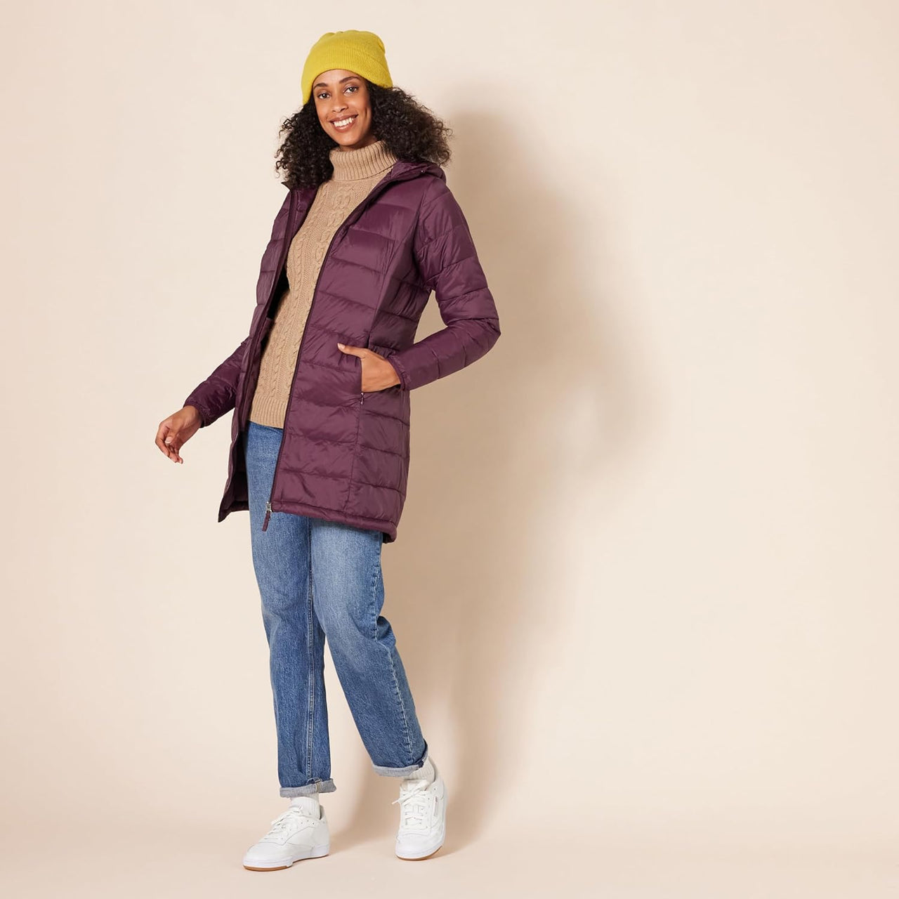 NimbusWear Essentials Women's Lightweight Water-Resistant Packable Hooded Puffer Coat.