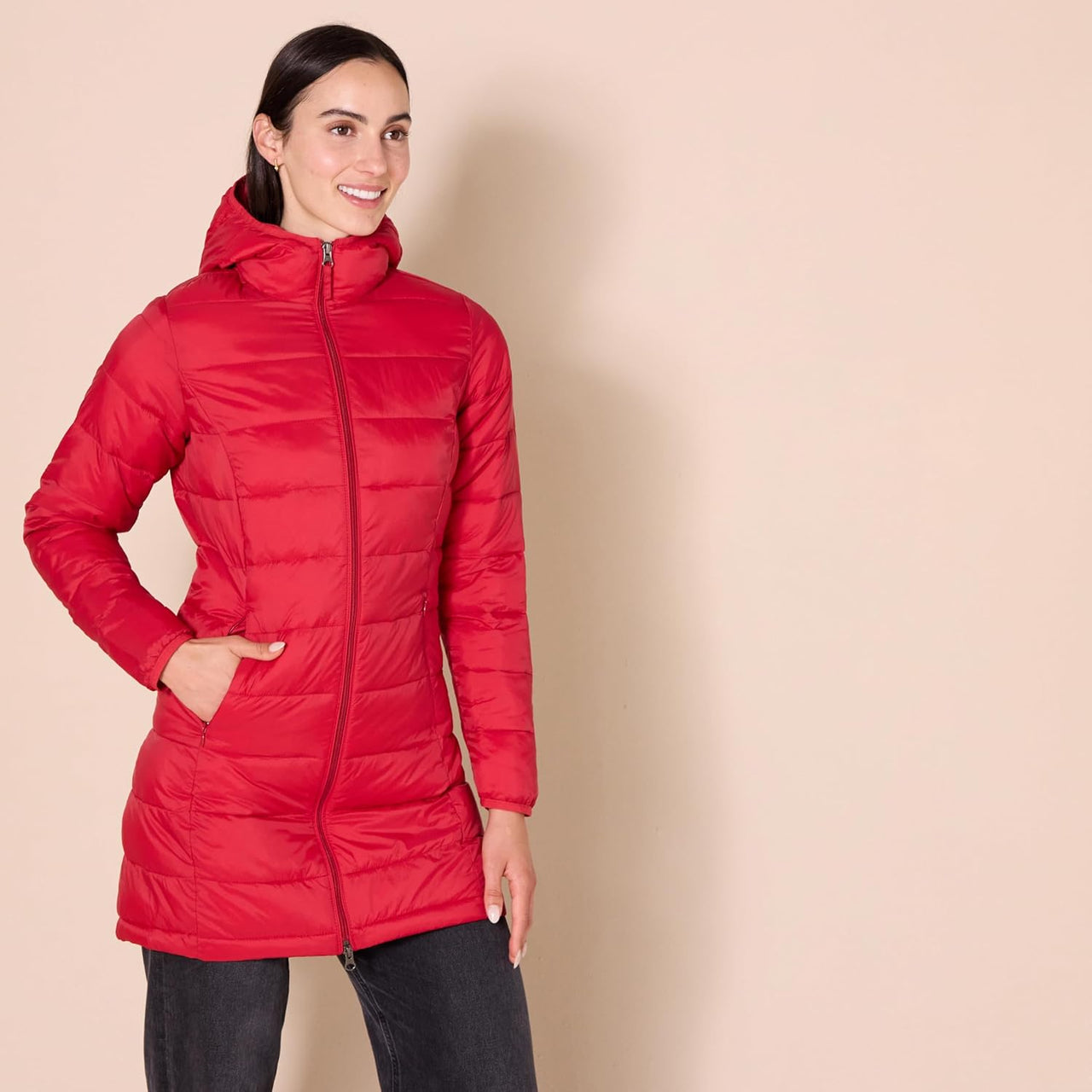 NimbusWear Essentials Women's Lightweight Water-Resistant Packable Hooded Puffer Coat.