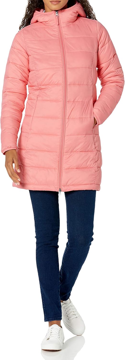 NimbusWear Essentials Women's Lightweight Water-Resistant Packable Hooded Puffer Coat.