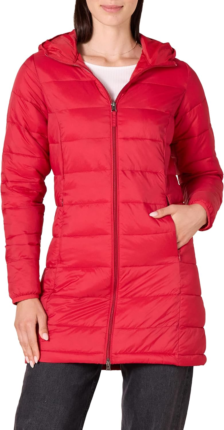 NimbusWear Essentials Women's Lightweight Water-Resistant Packable Hooded Puffer Coat.