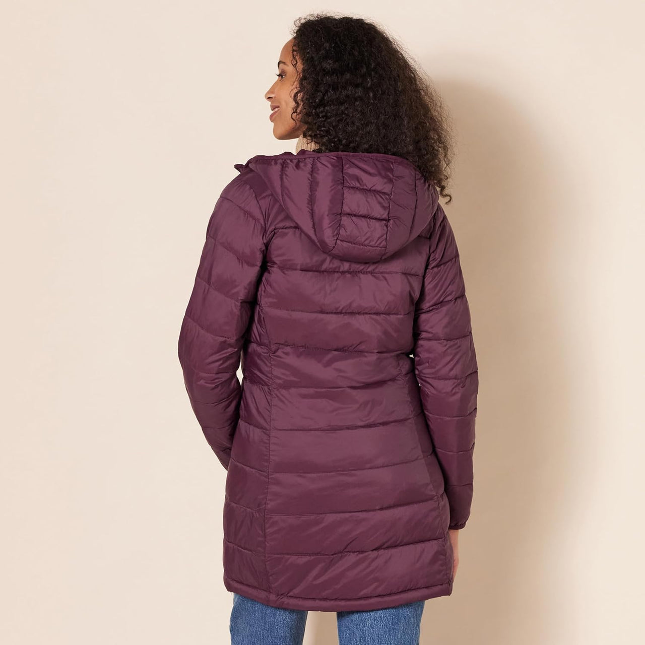 NimbusWear Essentials Women's Lightweight Water-Resistant Packable Hooded Puffer Coat.