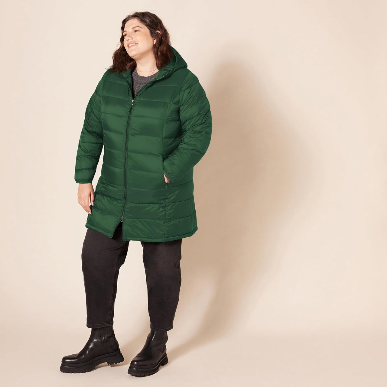 NimbusWear Essentials Women's Lightweight Water-Resistant Packable Hooded Puffer Coat.