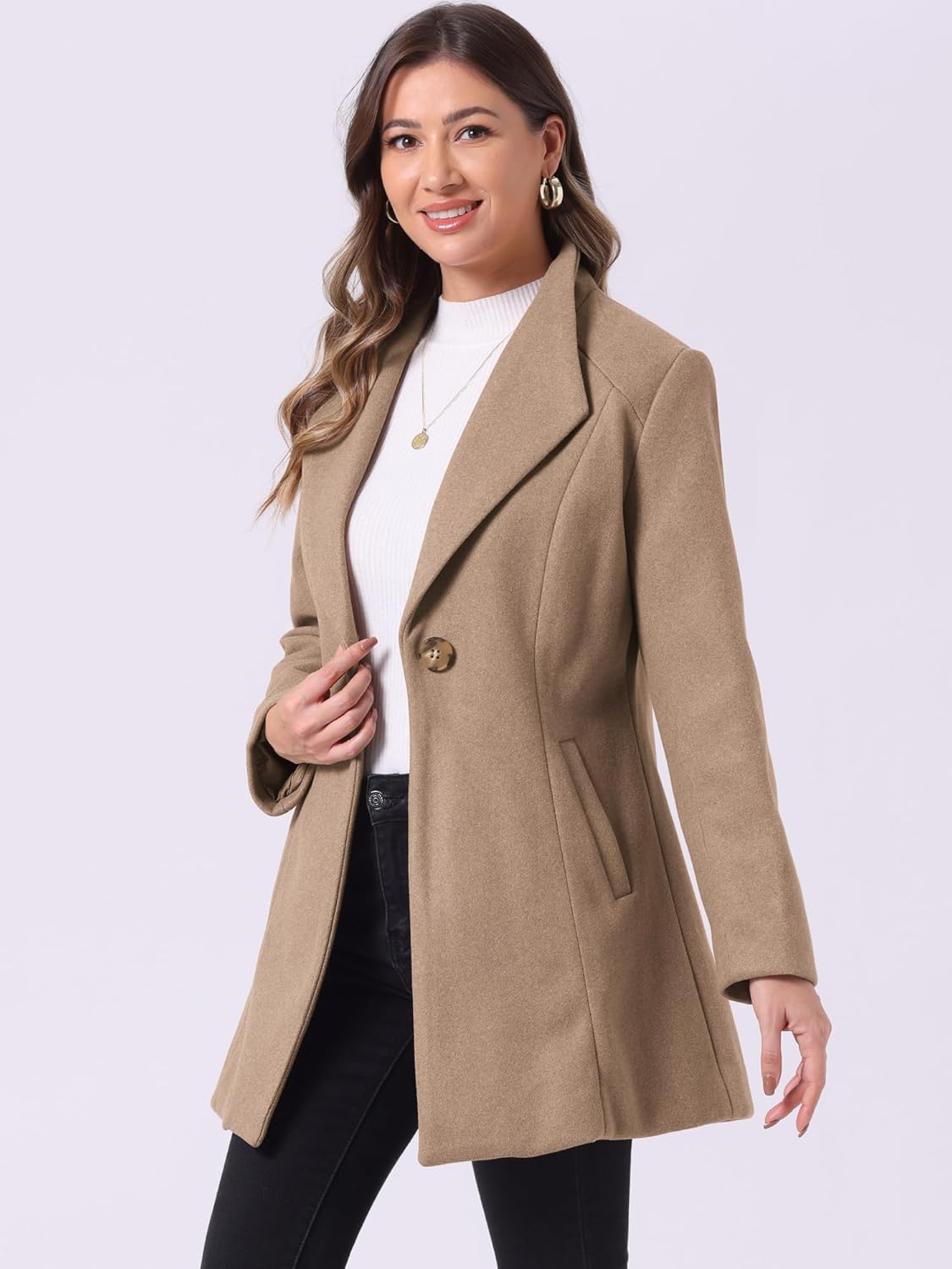 UrbanElegance Women's Business Casual Mid-Long Winter Coat