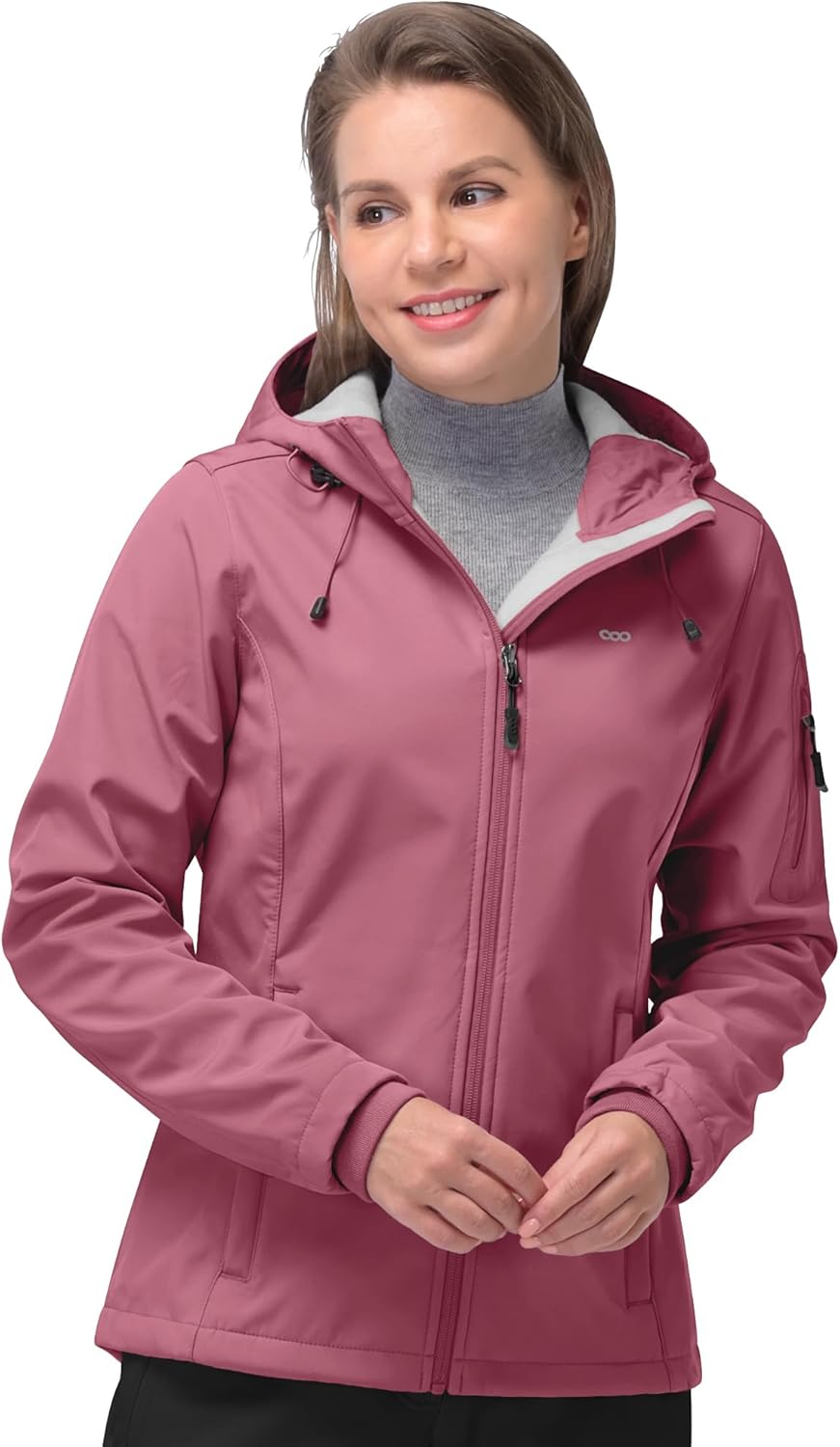 NorthFlare Women's Softshell Jacket, Fleece Lined Warm Jacket Light Hooded Windproof Coat for Outdoor Hiking