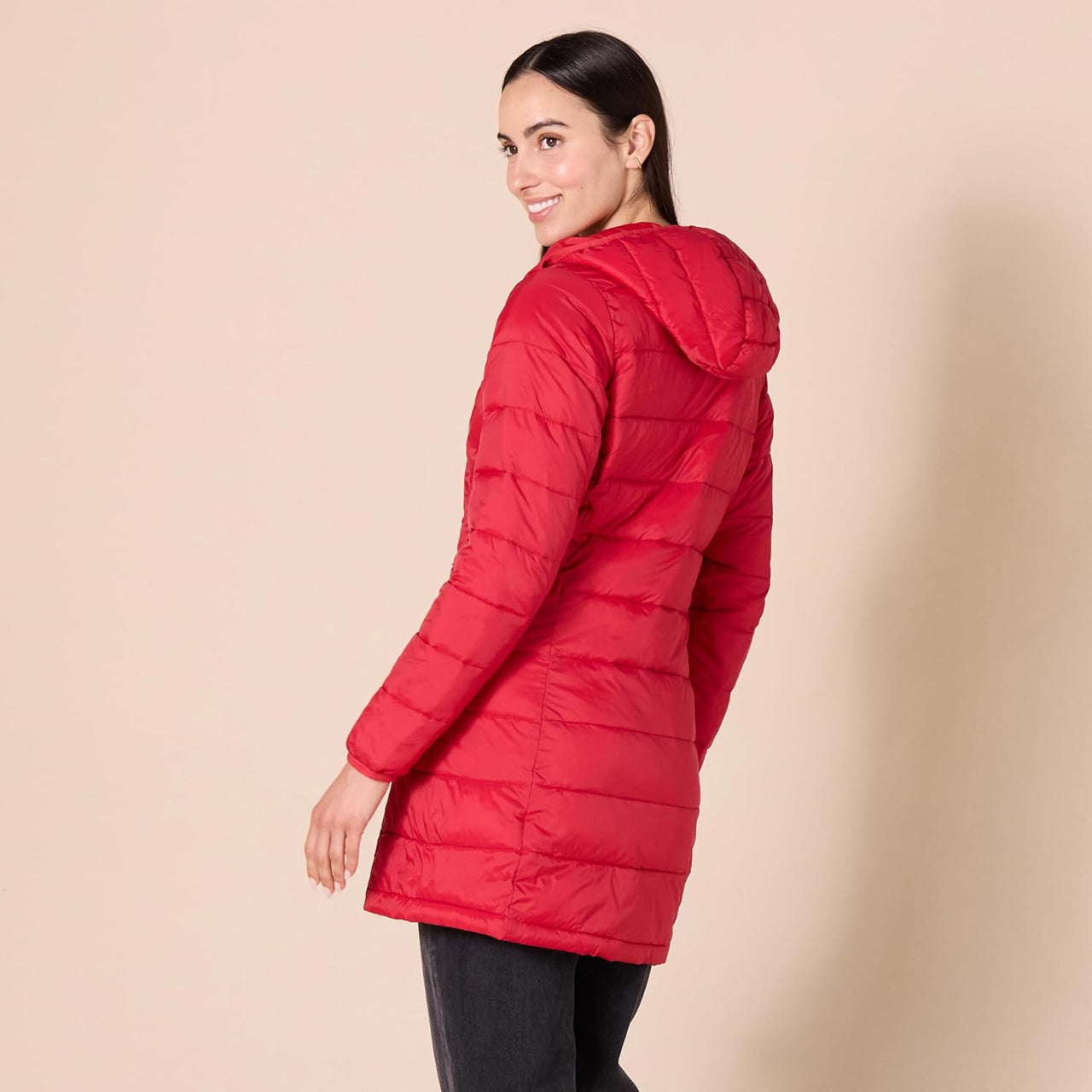 NimbusWear Essentials Women's Lightweight Water-Resistant Packable Hooded Puffer Coat.
