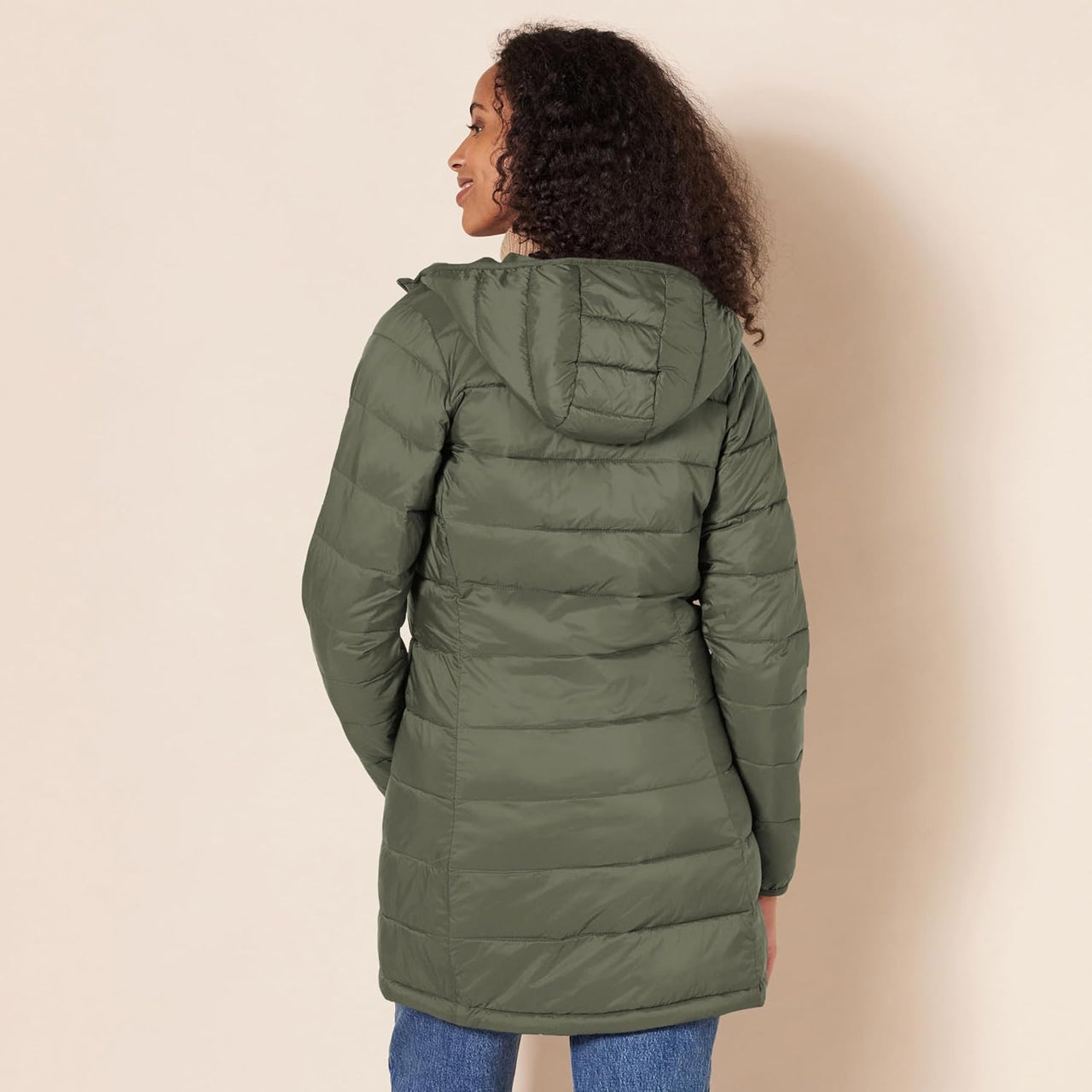NimbusWear Essentials Women's Lightweight Water-Resistant Packable Hooded Puffer Coat.