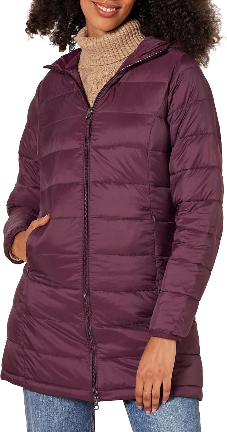 NimbusWear Essentials Women's Lightweight Water-Resistant Packable Hooded Puffer Coat.