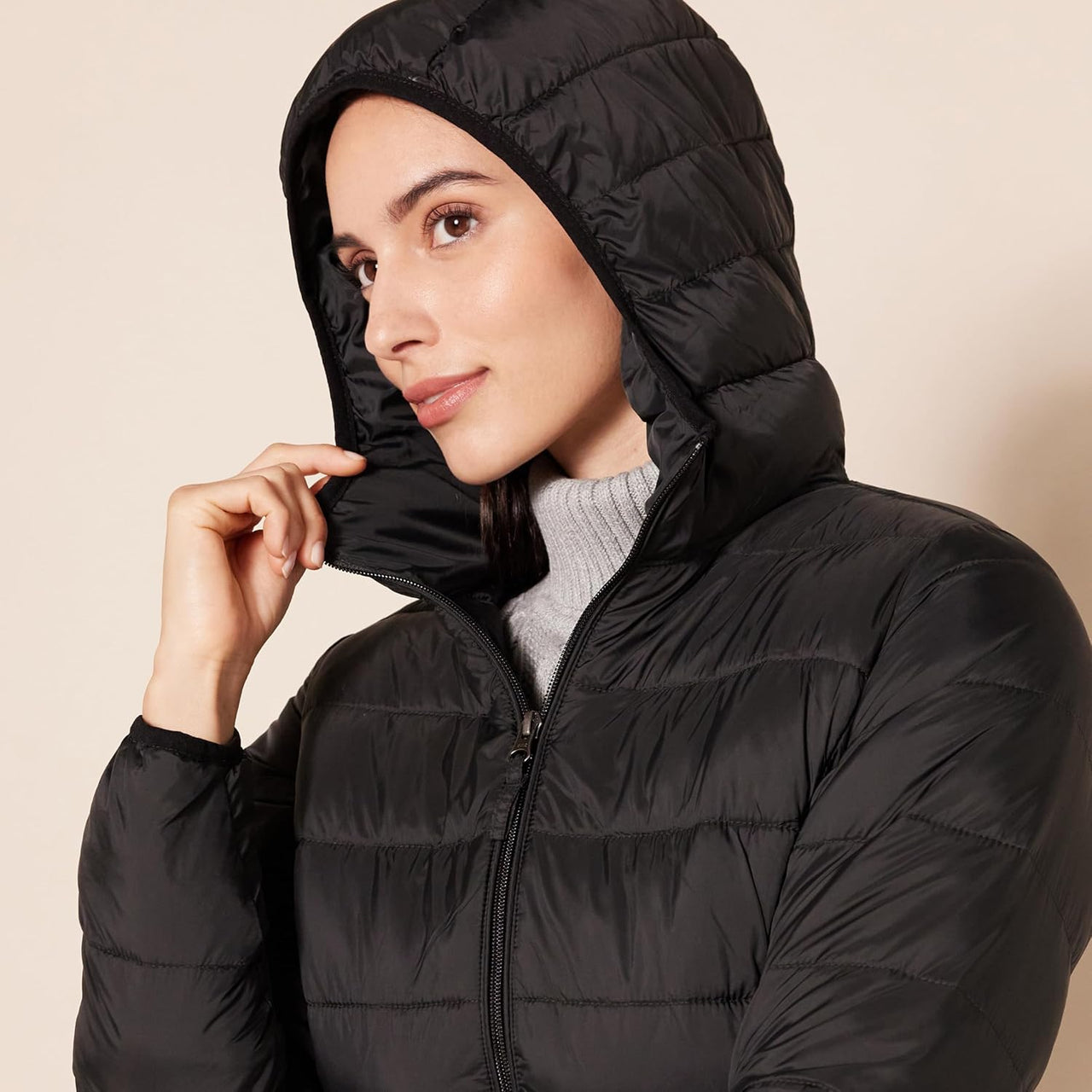 NimbusWear Essentials Women's Lightweight Water-Resistant Packable Hooded Puffer Coat.