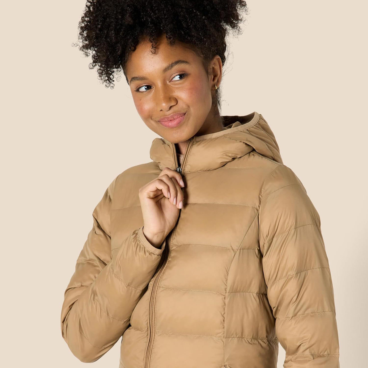 NimbusWear Essentials Women's Lightweight Water-Resistant Packable Hooded Puffer Coat.