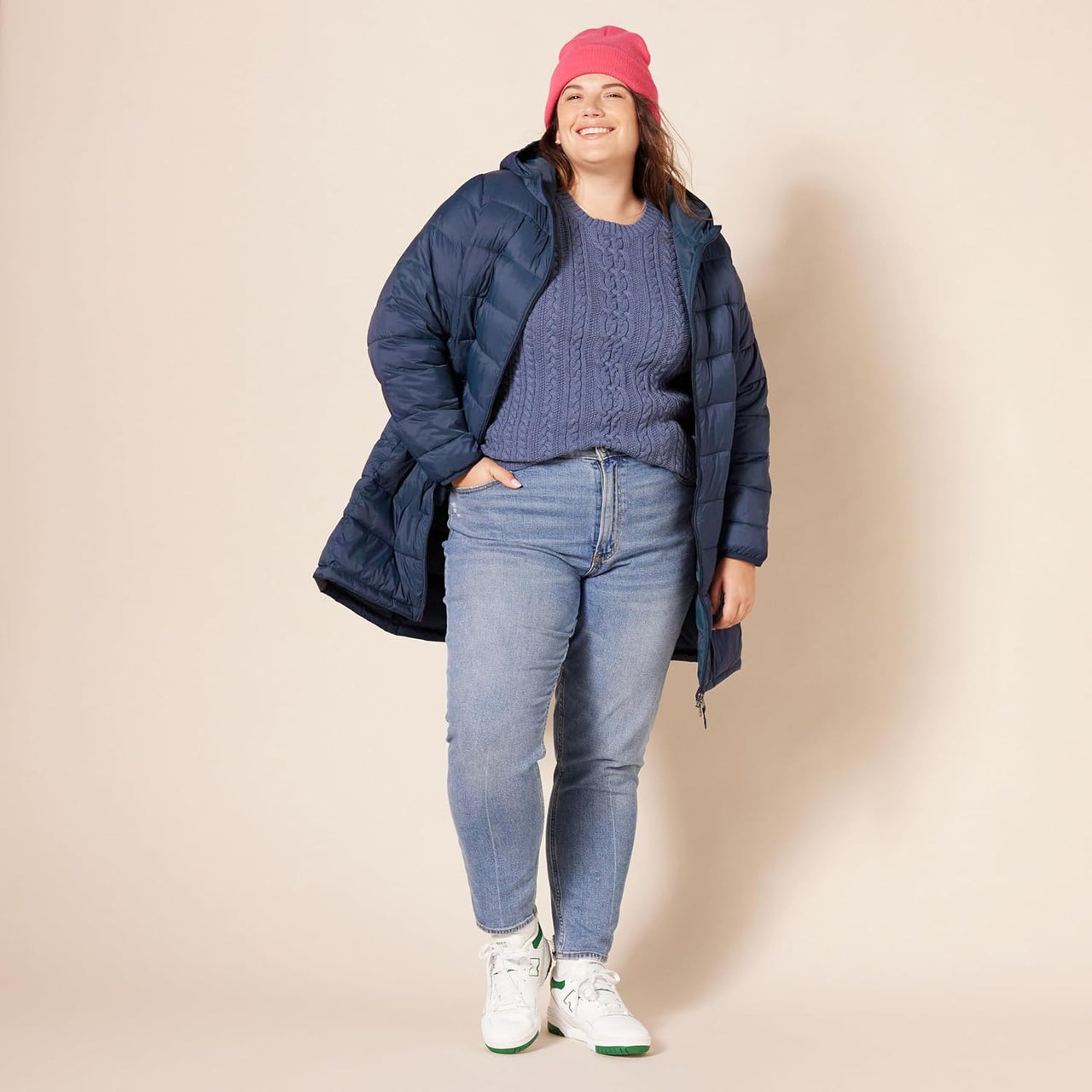 NimbusWear Essentials Women's Lightweight Water-Resistant Packable Hooded Puffer Coat.