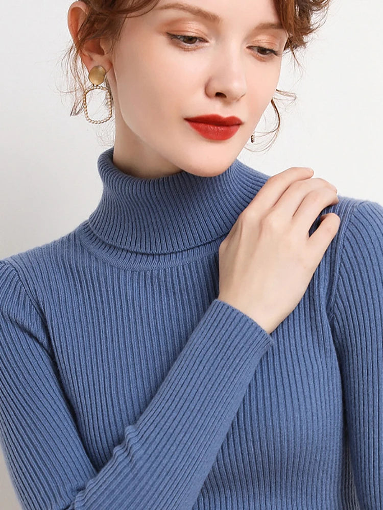 HeliWarm Women Autumn Turtleneck Knitted Sweater - Fall Winter