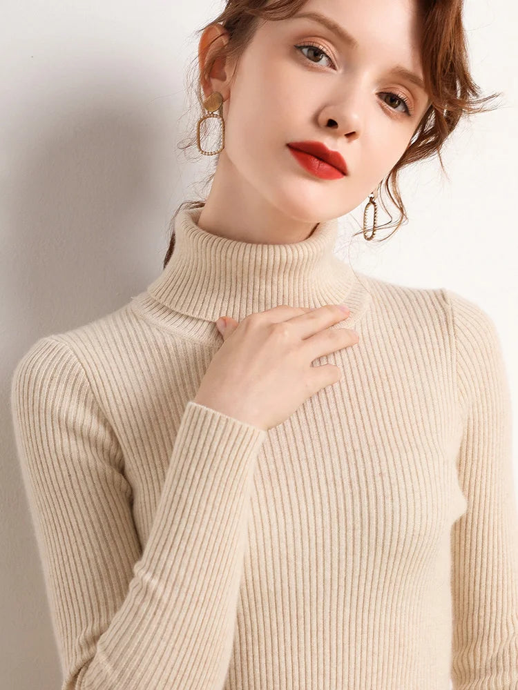 HeliWarm Women Autumn Turtleneck Knitted Sweater - Fall Winter