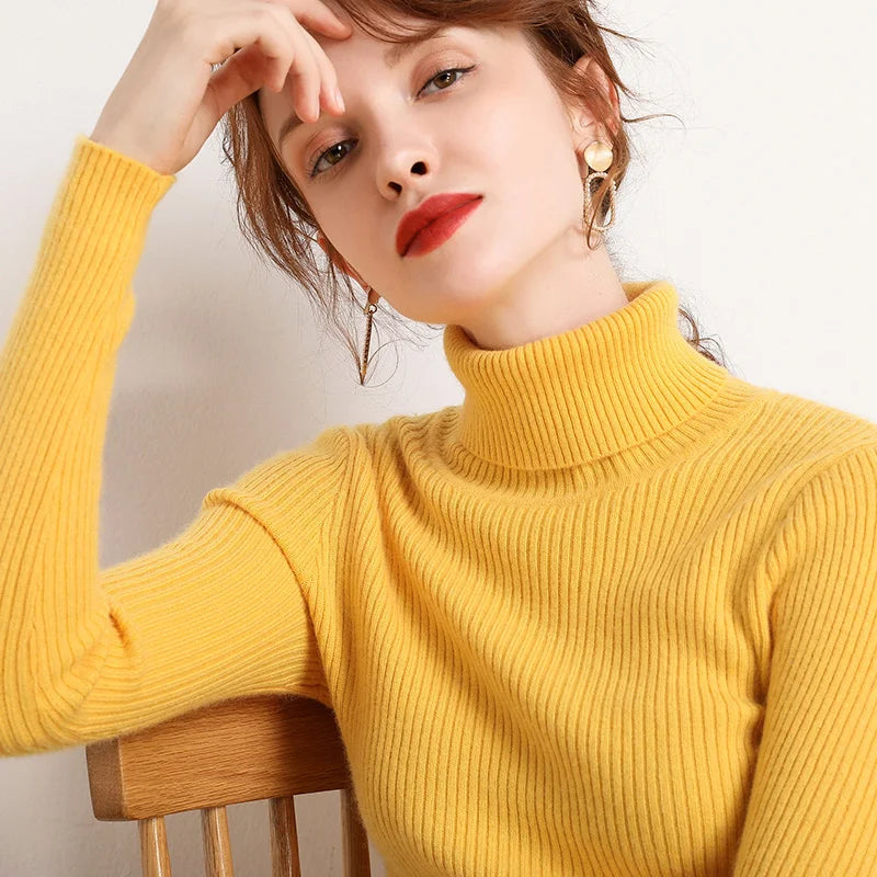 HeliWarm Women Autumn Turtleneck Knitted Sweater - Fall Winter