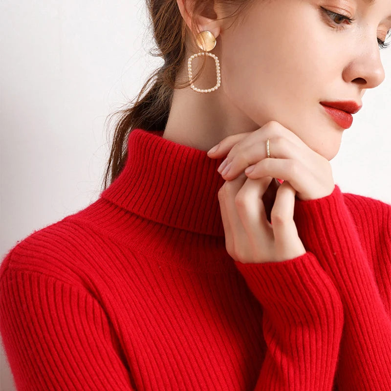 HeliWarm Women Autumn Turtleneck Knitted Sweater - Fall Winter