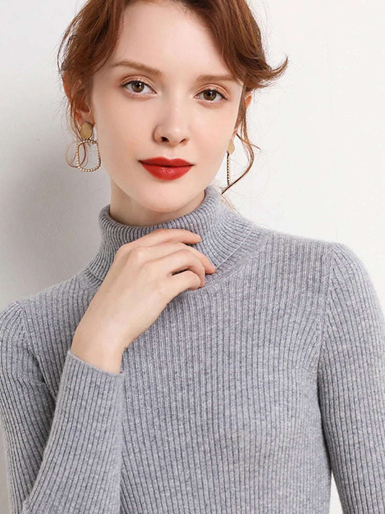 HeliWarm Women Autumn Turtleneck Knitted Sweater - Fall Winter