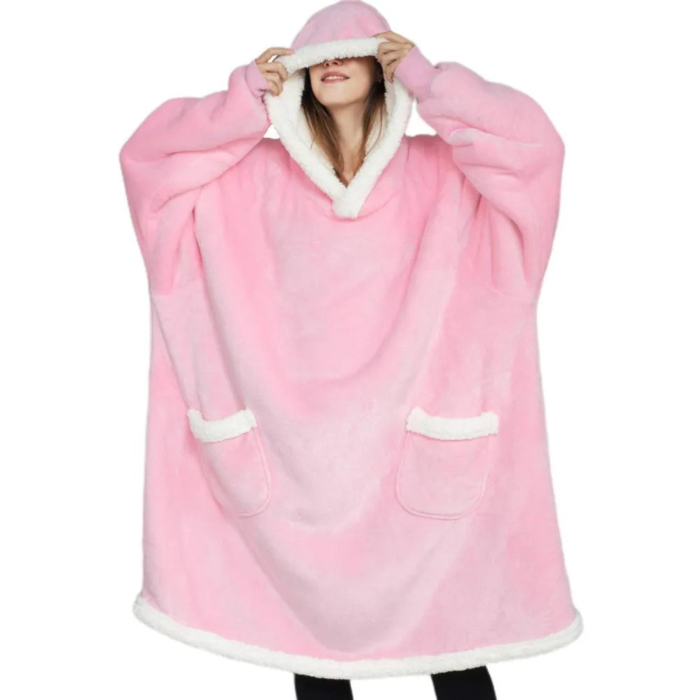 Winter Warm Over-sized Oodie Hoodie Blanket with Sleeves Big Pocket Fleece Family.