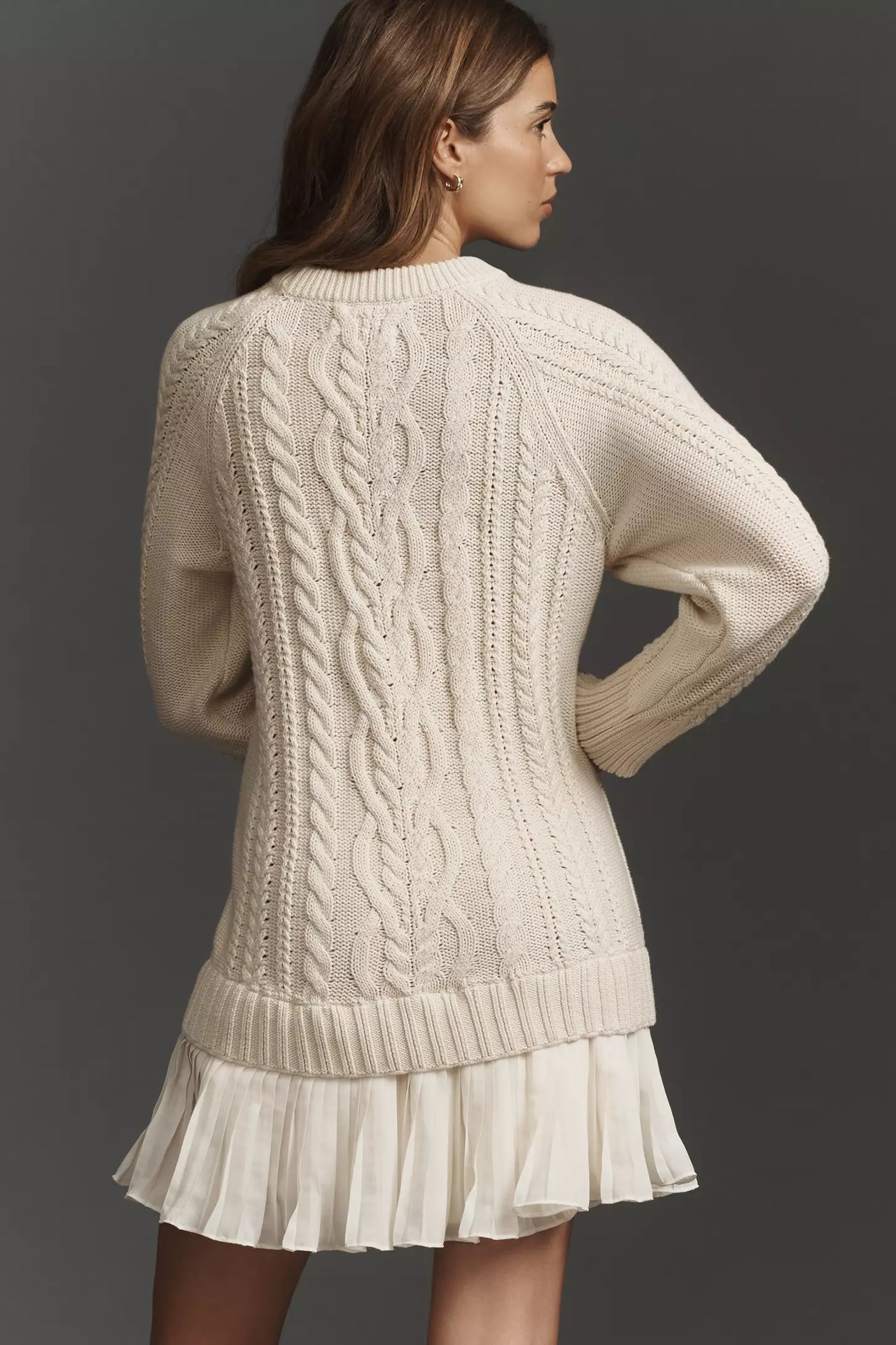 Taloria - Womens Cable Knit Sweater Casual Mini Dress