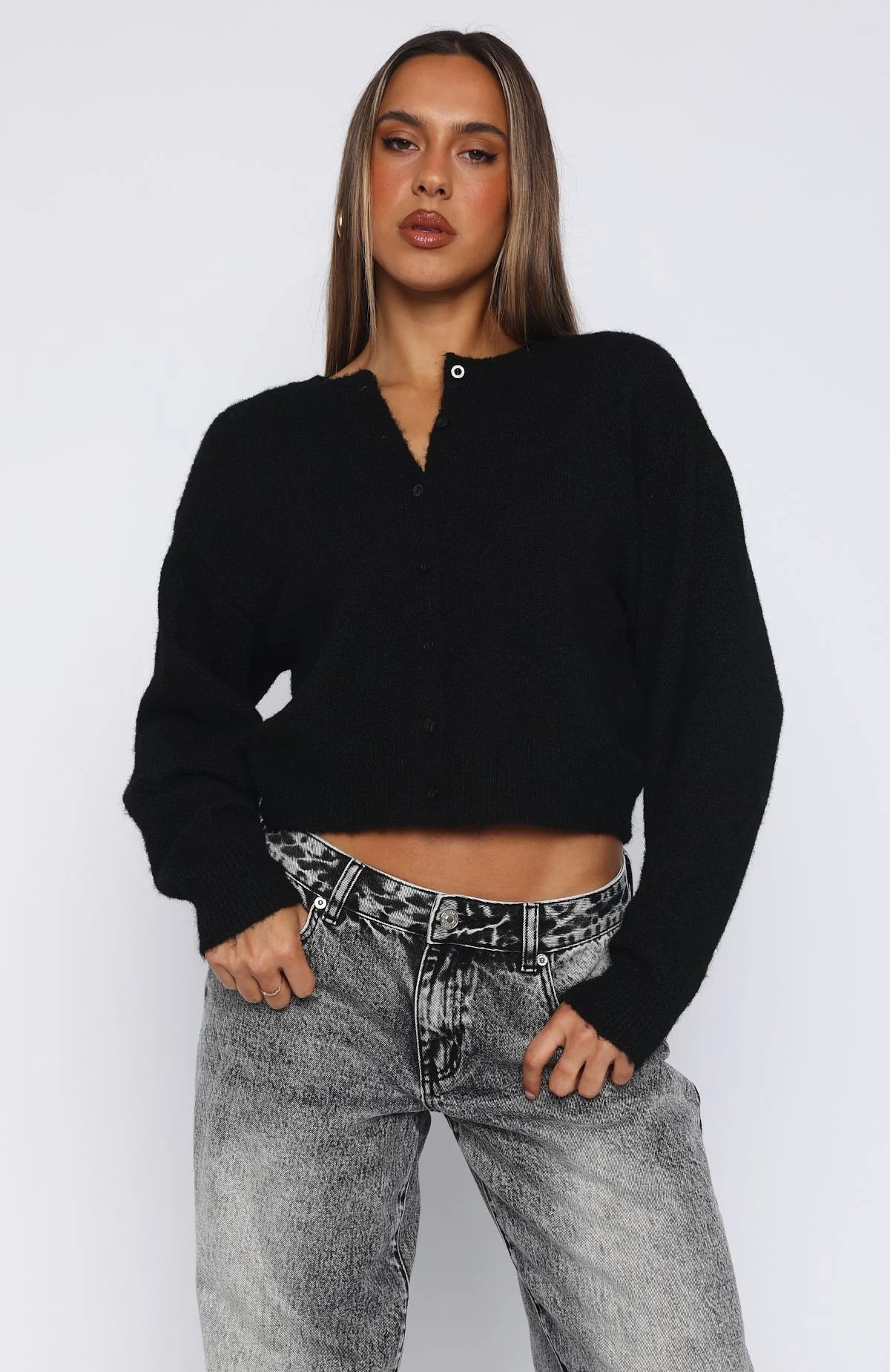 Laura Fox - Cropped Cardigan Lightweight Cotton Knit Sweater.